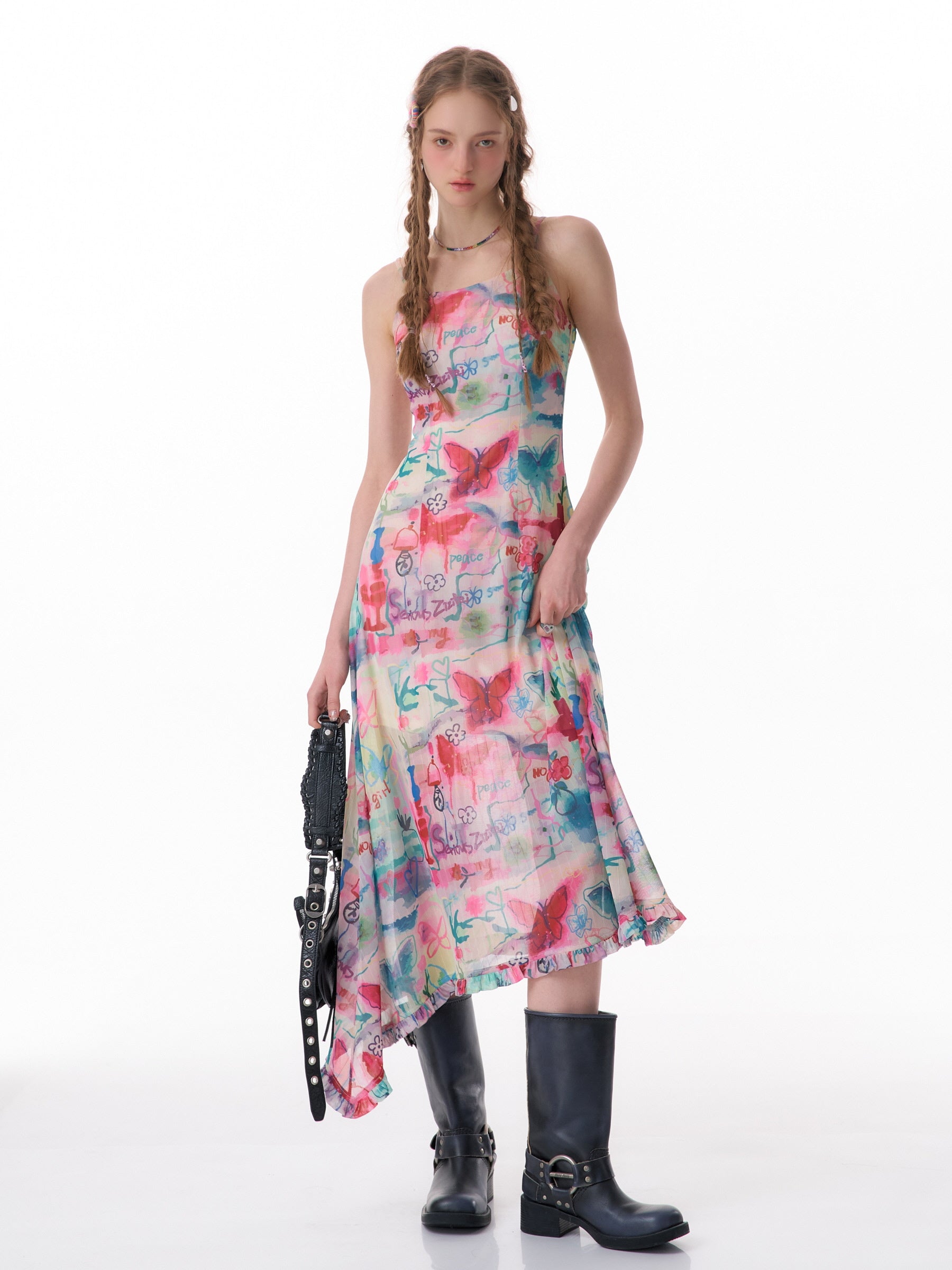Multicolor Butterfly Maxi Dress