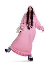 Oversized Knit Hoodie Dress