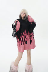 Pink Flame Oversized Sweater