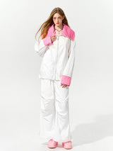 White & Pink Color-Block Windbreaker