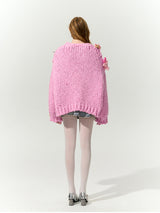 Pastel Pink Plush Doll Knit Cardigan
