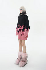 Pink Flame Oversized Sweater