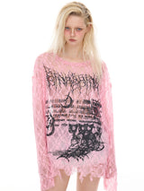 Lace Graphic Long Sleeve