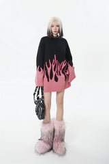 Pink Flame Oversized Sweater