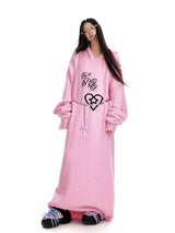 Oversized Knit Hoodie Dress