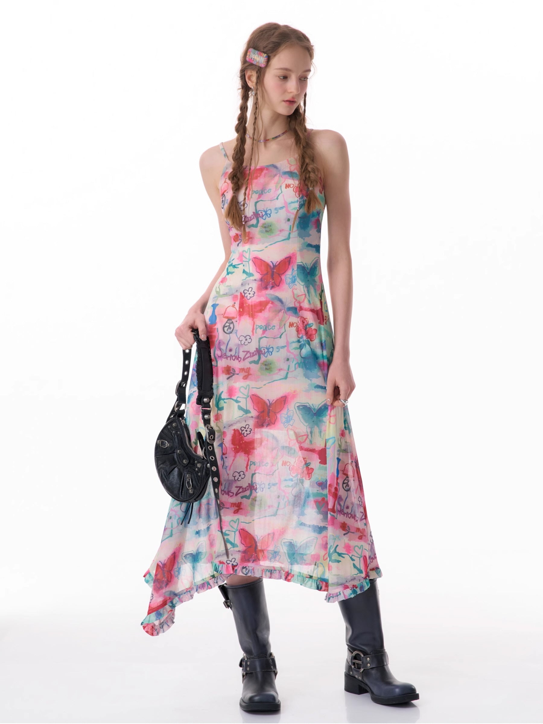 Multicolor Butterfly Maxi Dress