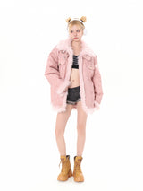 Pink Faux Fur Jacket