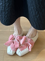 Big Bow Velvet Flats