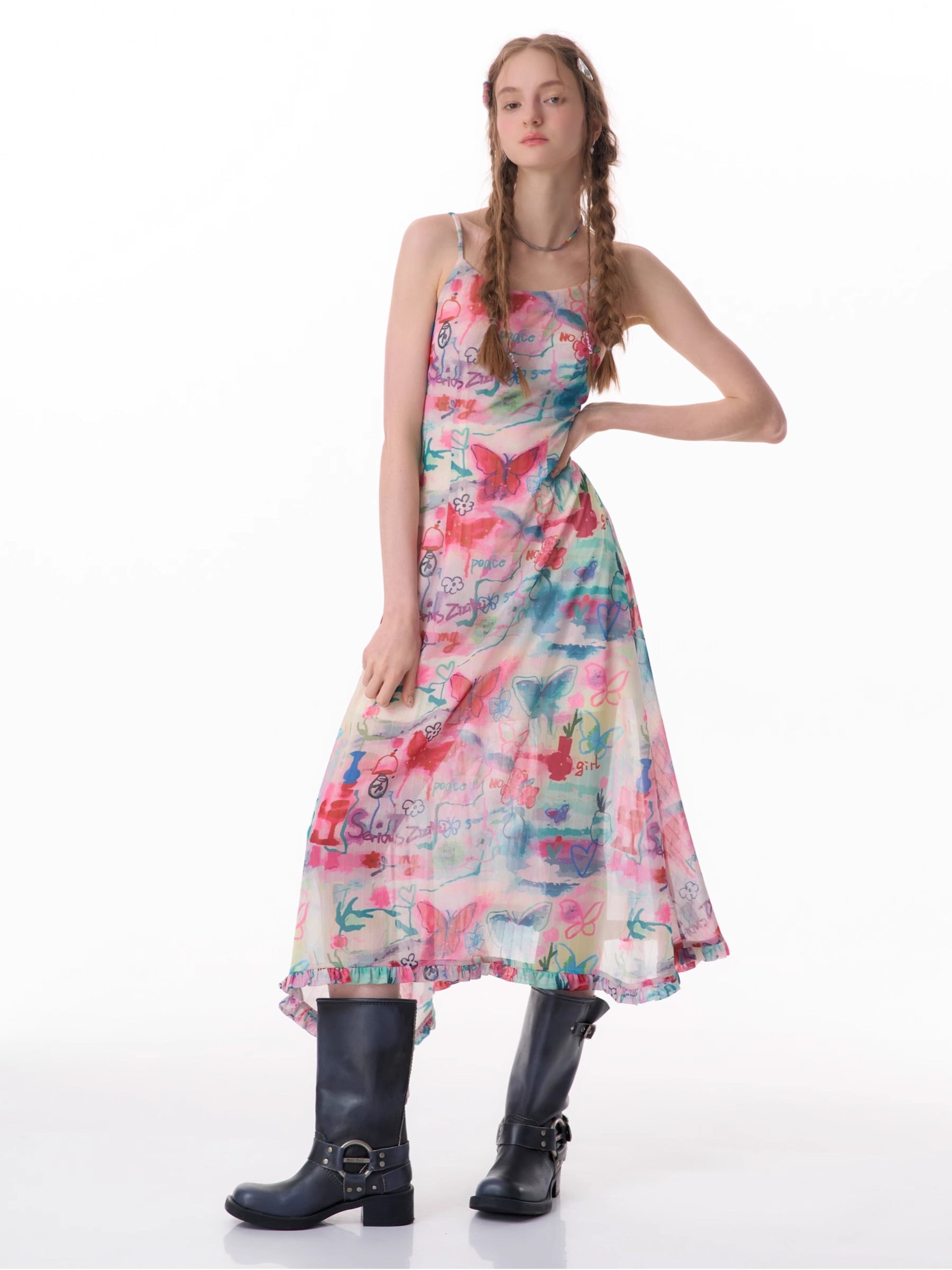 Multicolor Butterfly Maxi Dress