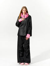 Black & Pink Color-Block Windbreaker