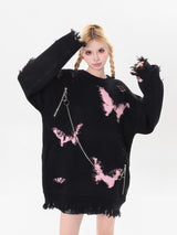 Pink Butterfly Loose Knit Sweater