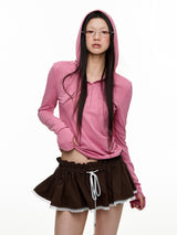 Pink Slim-Fit Henley Hoodie