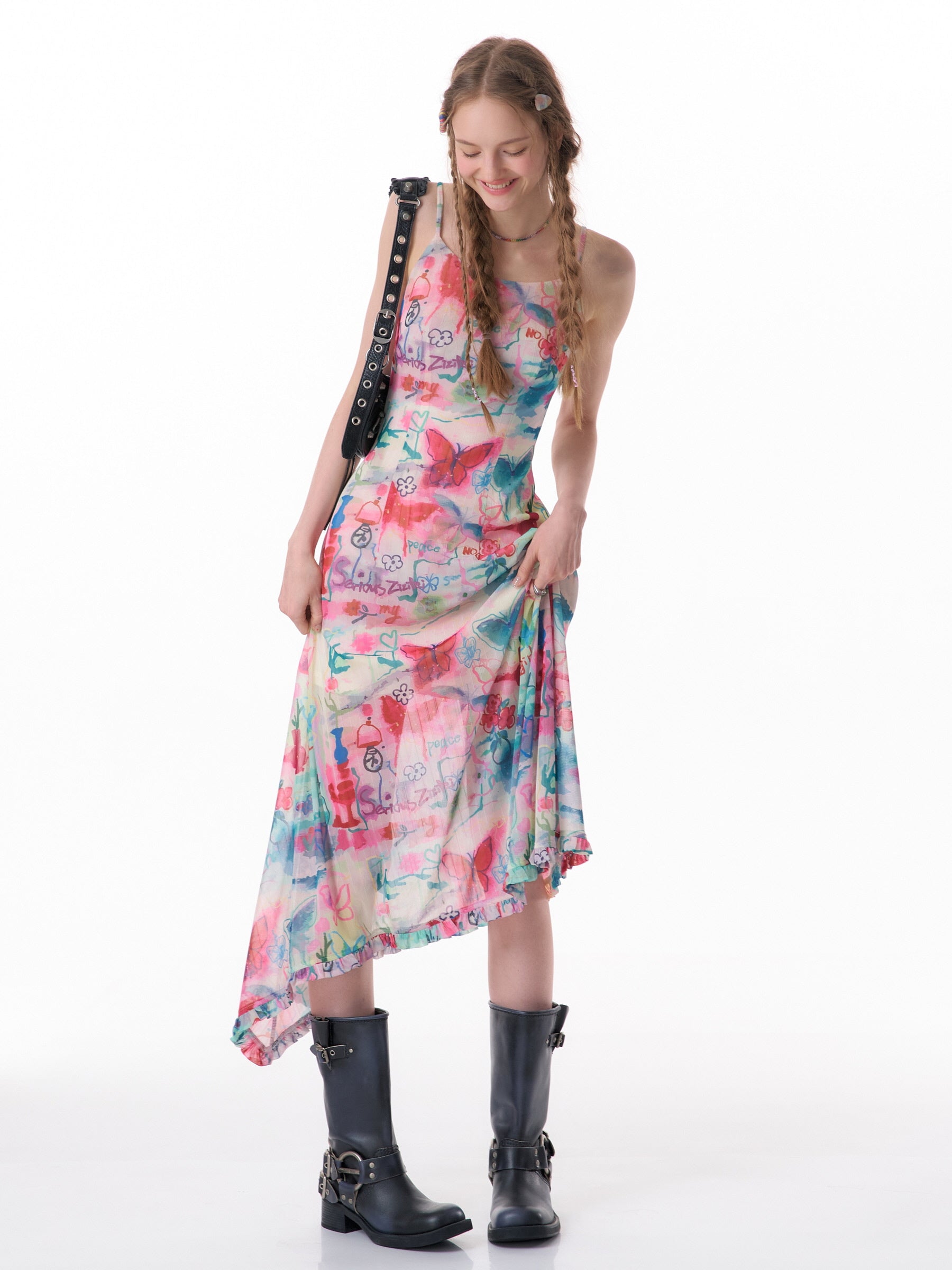 Multicolor Butterfly Maxi Dress