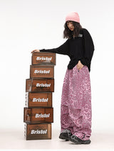 Pink Leopard Wide Leg Pants