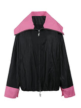 Black & Pink Color-Block Windbreaker