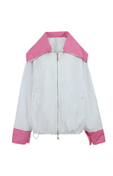 White & Pink Color-Block Windbreaker