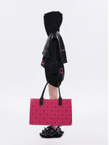 Hot Pink Felt Lettering Tote Bag
