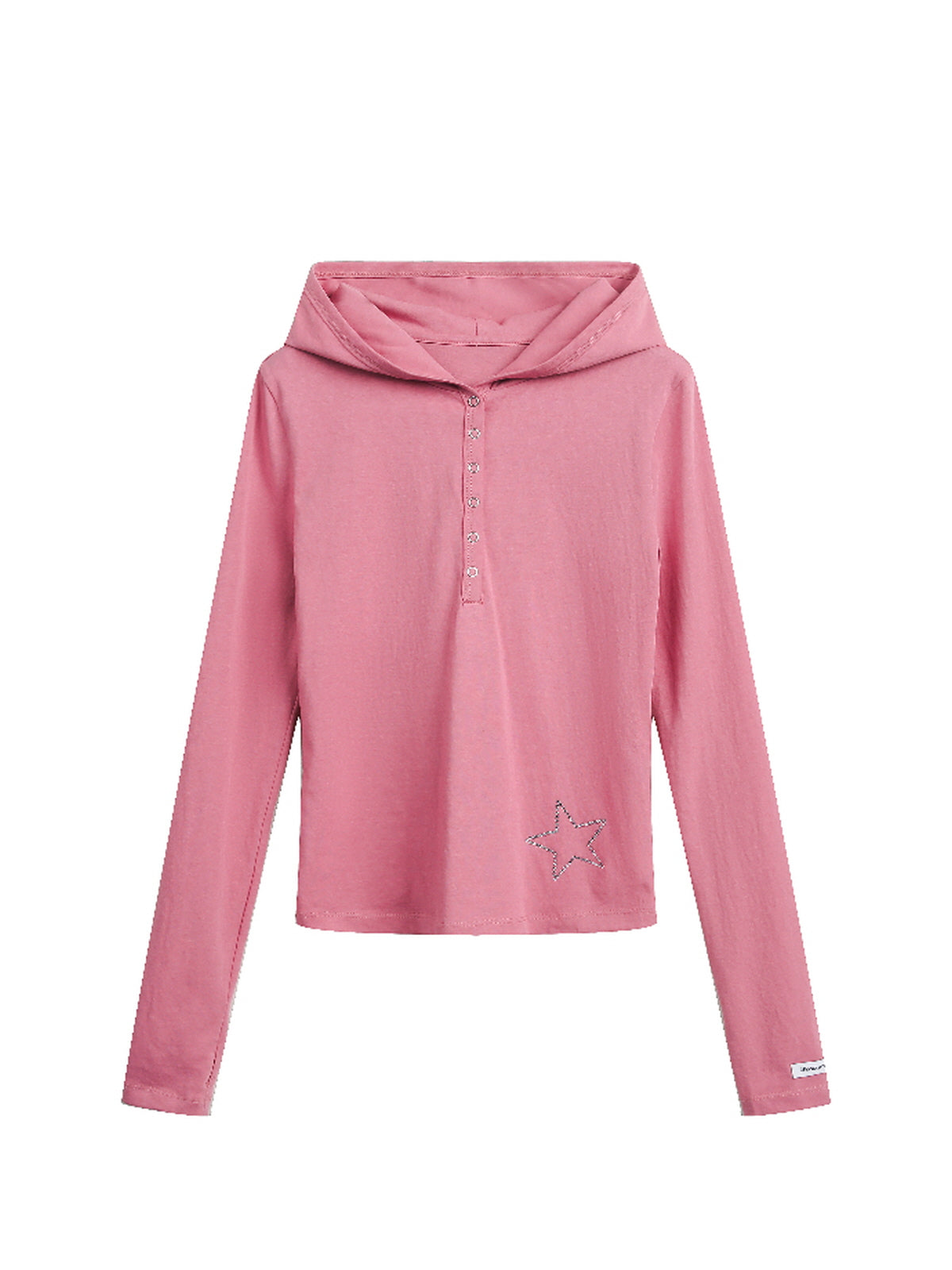 Pink Slim-Fit Henley Hoodie