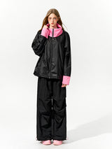 Black & Pink Color-Block Windbreaker