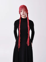 Red Fringe Knot Hood