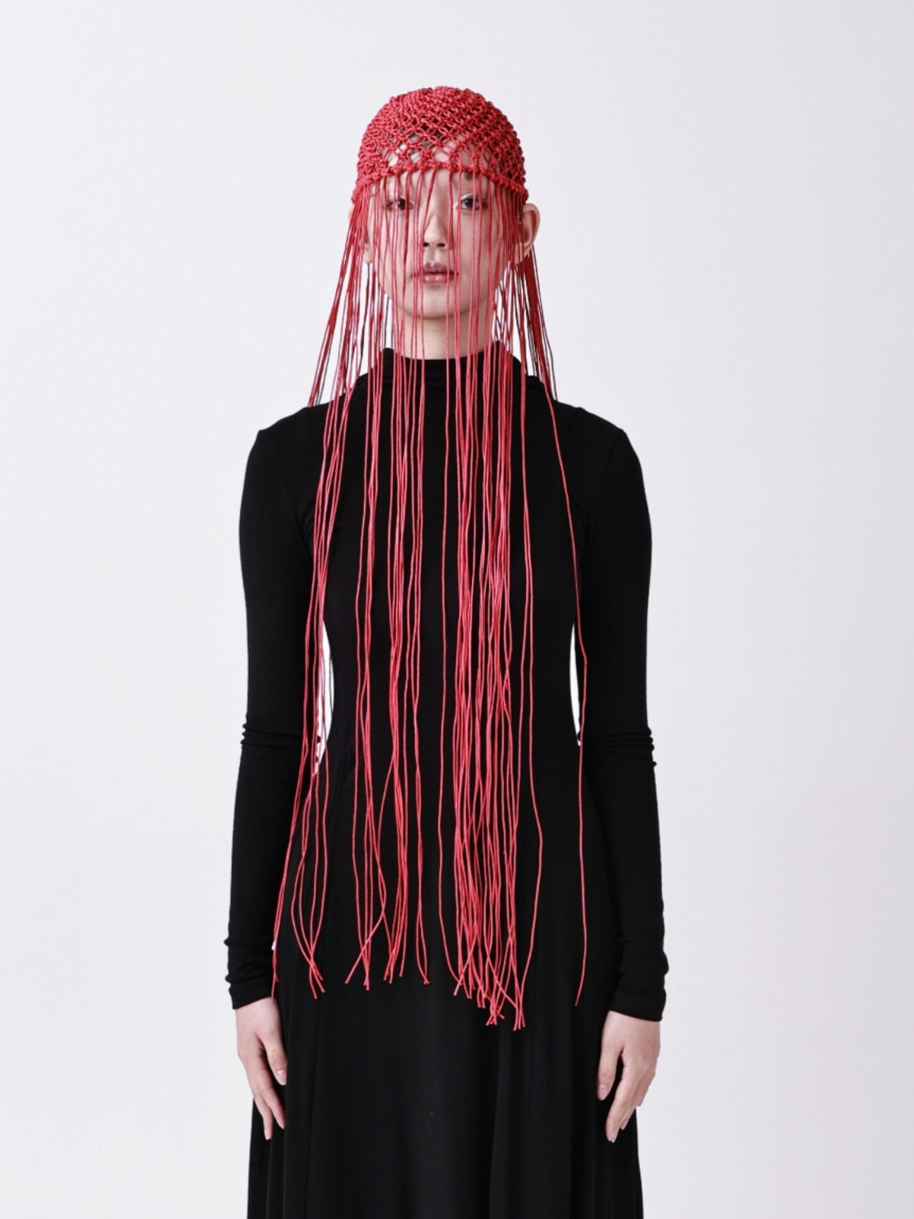 Red Fringe Knot Hood