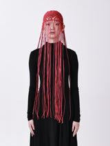 Red Fringe Knot Hood
