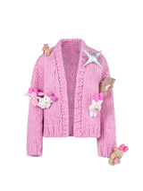 Pastel Pink Plush Doll Knit Cardigan