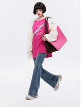 Hot Pink Felt Lettering Tote Bag