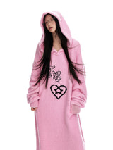 Oversized Knit Hoodie Dress