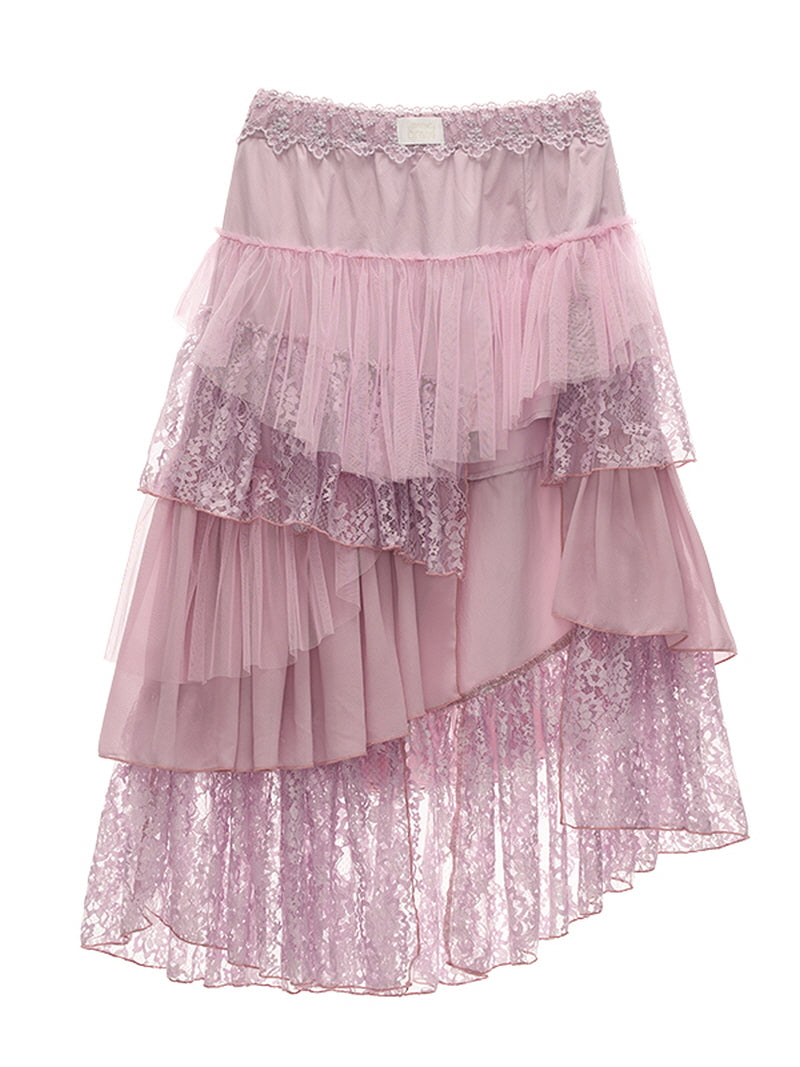 Layered Romantic Pink Maxi Skirt