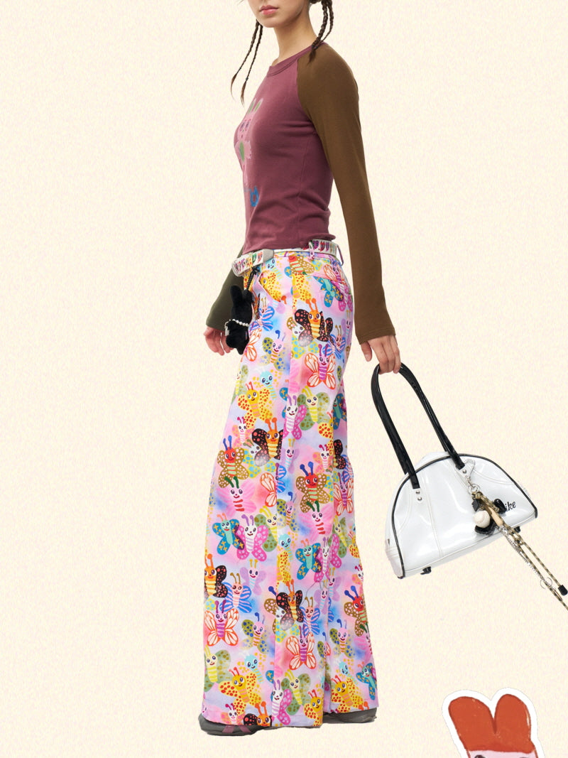 Colorful Butterfly Wide Pants