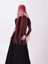 Red Fringe Knot Hood
