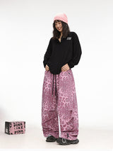 Pink Leopard Wide Leg Pants