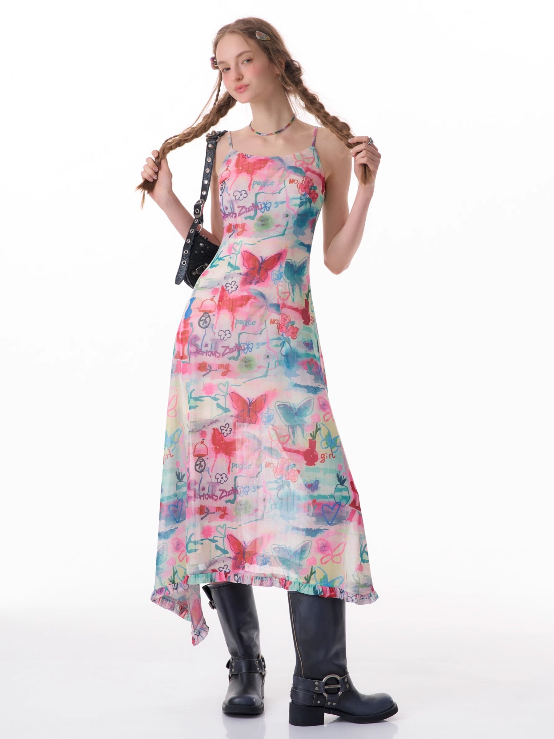 Multicolor Butterfly Maxi Dress