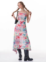 Multicolor Butterfly Maxi Dress