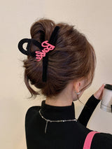 Pink Lettering Velvet Hair Claw