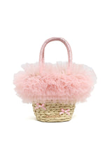 Pink Lace Rattan Tote