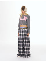 Gray Puppy Graphic Crop Cardigan