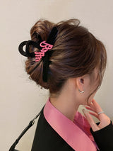 Pink Lettering Velvet Hair Claw