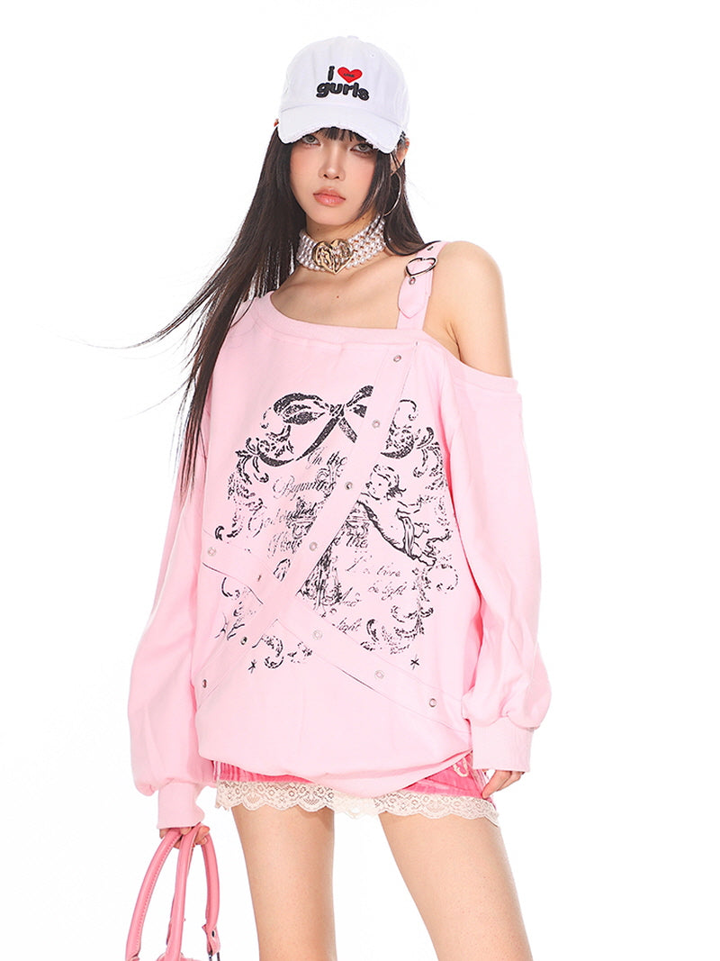 Pink Off-Shoulder Tee