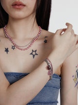 Pink Charm Layered Bracelet Set