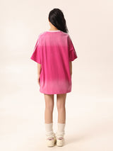 Pink V-Neck Tee with Gradient Effect