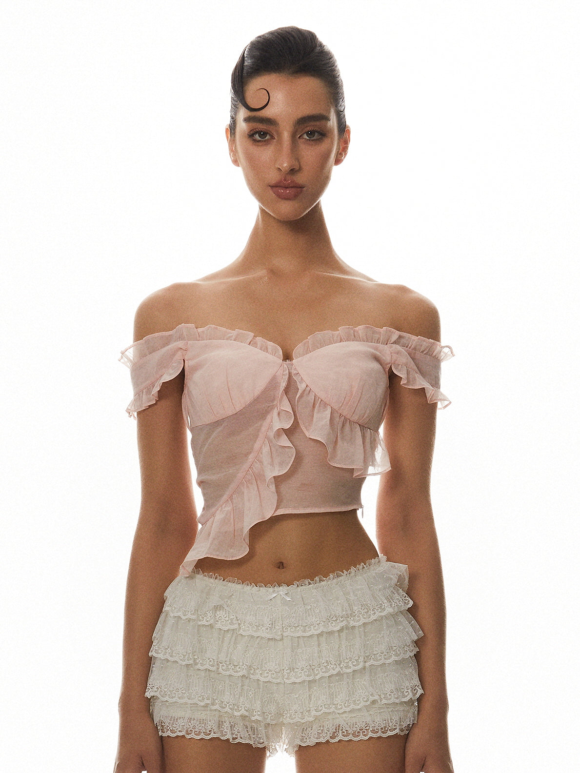 Pink Off-Shoulder Crop Top