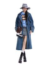 Oversized Long Denim Trench Coat