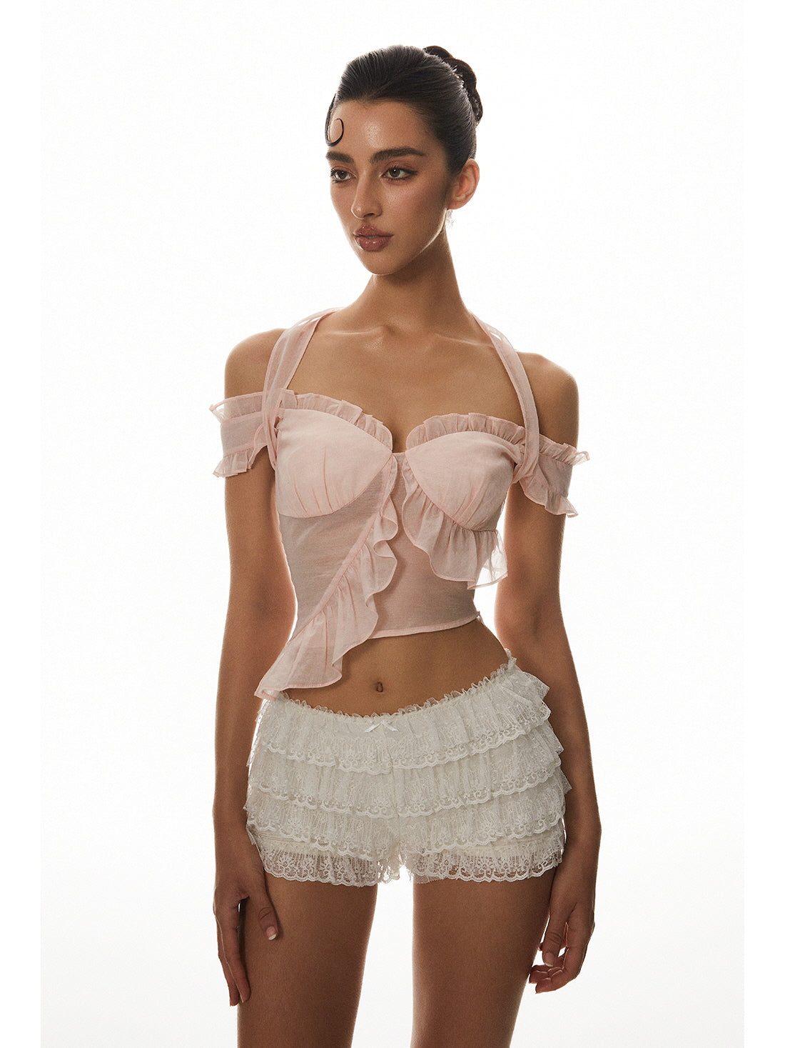 Pink Off-Shoulder Crop Top