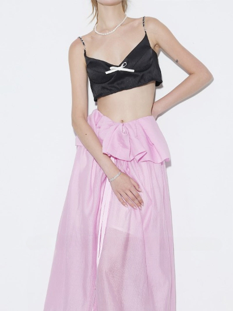 Peplum Sheer Midi Skirt