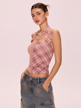 Split Check Halter Top