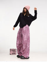 Pink Leopard Wide Leg Pants