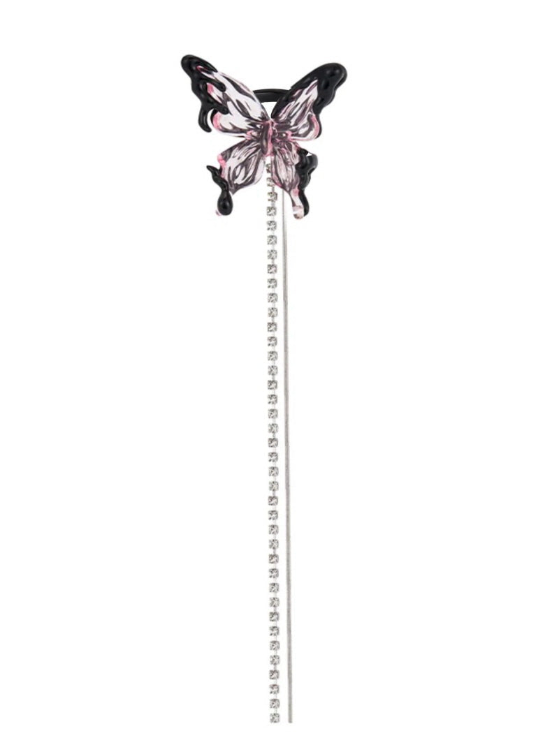 Black & Pink Butterfly Ear Cuff