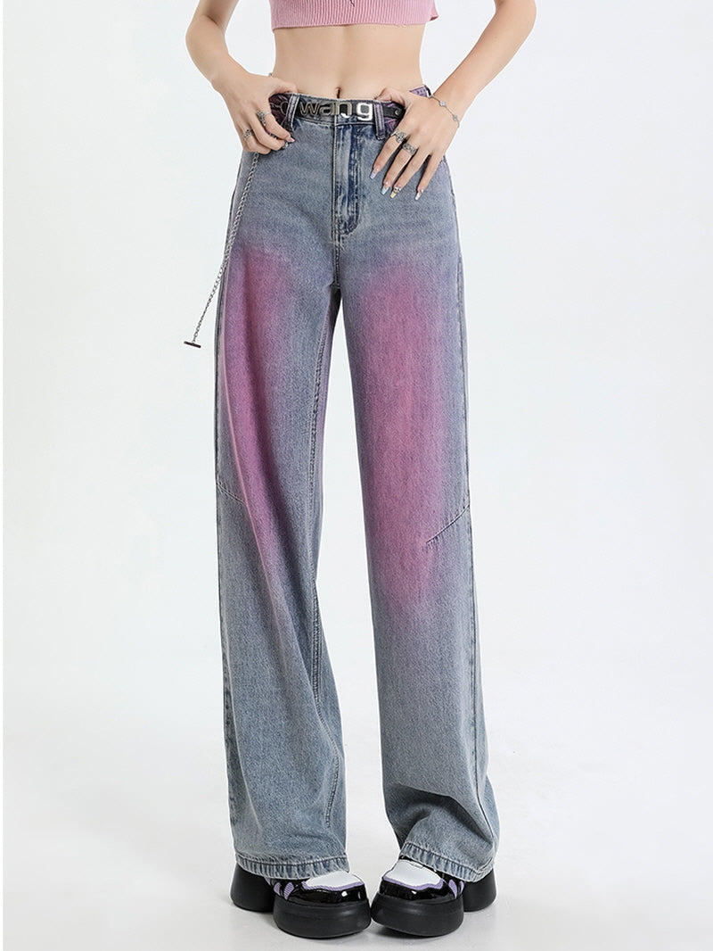 Vintage Pink Washed Wide-Leg Jeans